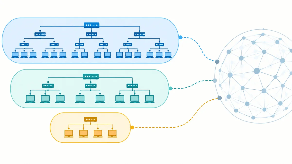10.0.0.0/8、172.16.0.0/12、192.168.0.0/16の私用ネットワーク範囲を比較する概念図